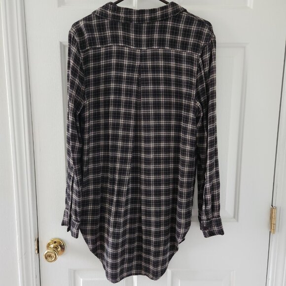 BDG Urban Outfitters Black White Plaid Long Sleeve Shirt Dress - Size M - Picture 8 of 10